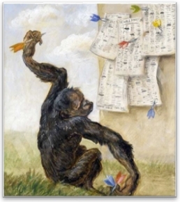 Monkey throwing darts, illustrating random pricing decisions